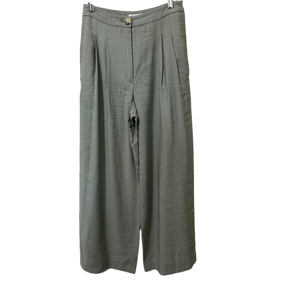 Topshop Women’s Wide Leg/ High Rise Pants Sz 4 Pleated Light Green Baggy